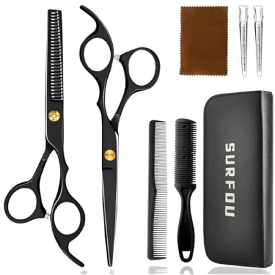 Abbildung von SURFOU Haarschere Set 6,7 Zoll Friseurschere Professionell Haarscheren 2 edelstahl scharfe Effilierschere präzise Haarschnitte
