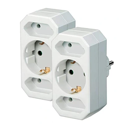 Abbildung von Brennenstuhl Mehrfachsteckdose, Steckdosenadapter 3 fach mit Kindersicherung (2 x Eurosteckdose &amp; 1 Schutzkontakt) Farbe: weiß (2, 10 20 cm)