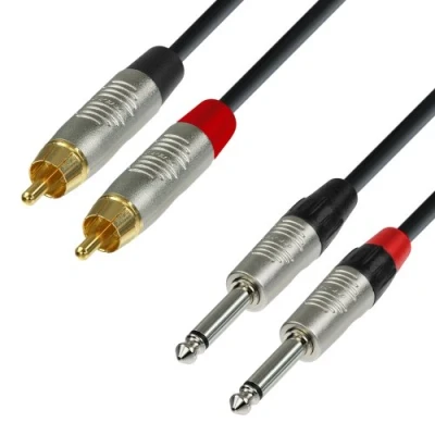 Abbildung von Adam Hall K4 TPC 0060 Audiokabel REAN 2 x Cinch male auf 6, 3 mm Klinke mono 0, 6 m