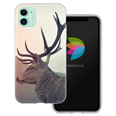 Abbildung von dessana Hirsche transparente Schutzhülle Handy Case Cover Tasche passend für Apple iPhone 11 Hirsch Natur
