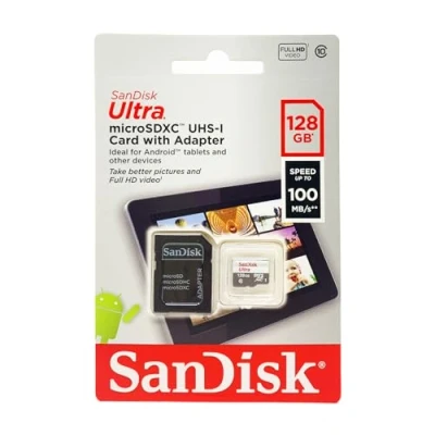 Abbildung von SANDISK Ultra MICROSDXC 128GB + SD Adapter 100MB/S Class 10 UHS I Tablet Packaging