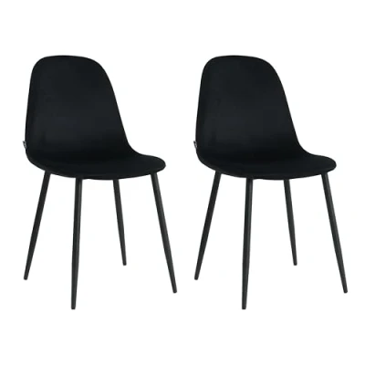 Abbildung von Mevsim Store Esszimmerstühle 2er Set Schwarz 100% Samt Luxuriöse Samtbezug Elegantes Design Komfortabler Wohnzimmersessel Edelstahl Küchenstuhl
