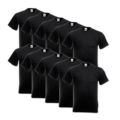 Abbildung von Fruit of the Loom 10 T Shirts V Neck Weiss M L XL XXL Ausschnitt Diverse Farben auswählbar