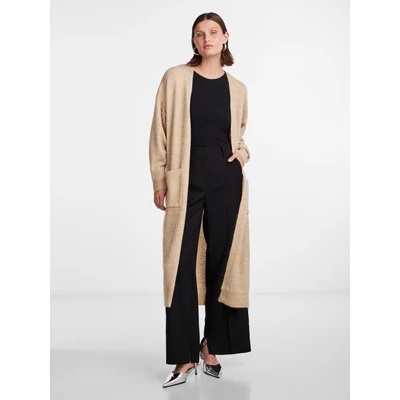 Abbildung von YAS Yasbalis LONG Cardigan Strickjacke, Damen, Größe: Large, Beige