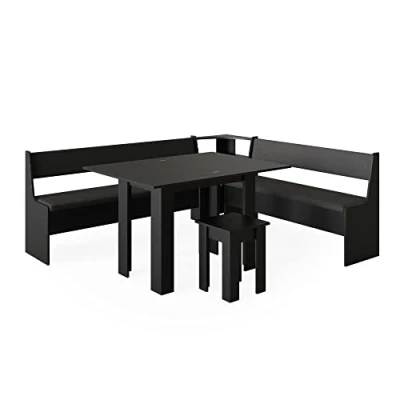Abbildung von Vicco Eckbankgruppe Roman, Schwarz, 180 x 210 cm mit Tisch