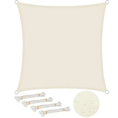 Abbildung von WOLTU Sonnensegel Quadrat 2x2m Creme wasserabweisend Sonnenschutz Polyester Windschutz mit UV Schutz für Garten Terrasse Camping