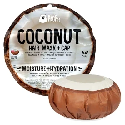 Abbildung von Bear Fruits Coconut Feuchtigkeit + Hydration Haarmaske Mit Wiederverwendbarer Haube, 20ml