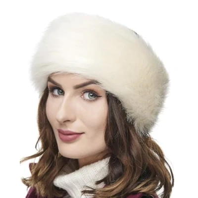 Abbildung von Futrzane Classic Stirnband Fell Damen Winter Ohrenwärmer aus Pelz Größe XS (Ecru Classic)