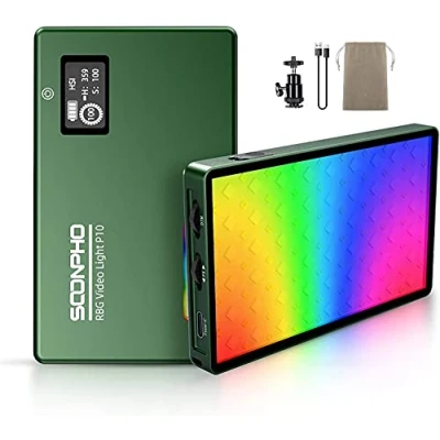 Abbildung von LED Videoleuchte RGB, Videolicht Aluminium USB Wiederaufladbarem Video Licht mit 4400 mAh Akku 2500K 8500K Dimmbare RGB Fotografie für DSLR Kamera YouTube Videofotografie,CRI97+