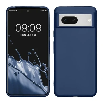 Abbildung von kwmobile Case kompatibel mit Google Pixel 8 Hülle Schutzhülle aus Silikon metallisch schimmernd Handyhülle Metallic Blau