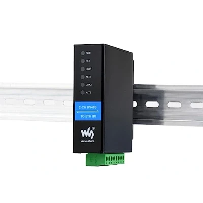 Abbildung von 2 Kanal RS485 zu Ethernet Konverter Industrieller Isolierter Serieller Server, Unabhängiger Betrieb, Zwei RJ45 Ports, Modbus Gateway MQTT JSON Unterstützung