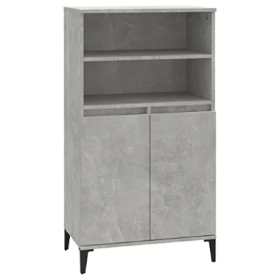 Abbildung von vidaXL Highboard Sideboard Schrank Kommode Anrichte Beistellschrank Mehrzweckschrank Hochschrank Standschrank Betongrau 60x36x110cm Holzwerkstoff