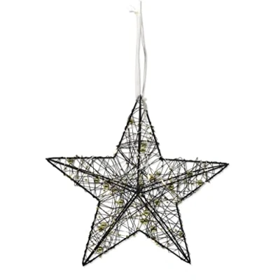 Abbildung von DARO DEKO Lichter Stern mit LED aus Draht und Perlenkette schwarz Gold 25cm Dekostern Weihnachtsdeko