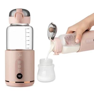 Abbildung von MyBabyBottle Flaschenwärmer Baby Unterwegs Schnelles Aufheizen in 2 Minuten, BPA frei, Sicher, Tragbar Perfekt für Unterwegs, Glas Baby, Rosa
