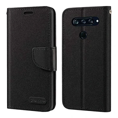 Abbildung von LG V40 ThinQ Hülle, Oxford Leder Wallet Case mit Soft TPU Back Cover Magnet Flip für