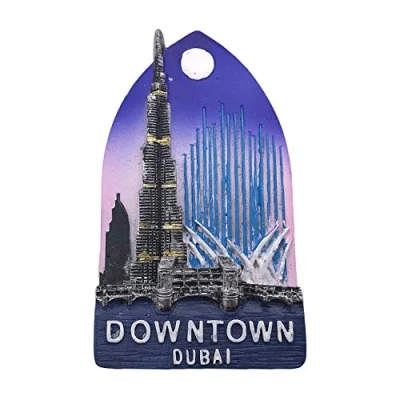 Abbildung von 3D Downtown Dubai Kühlschrankmagnet Tourist Travel Souvenirs Handgemachte Harz Handwerk Magnetische Aufkleber Home Küche Dekoration Sammlung Geschenk