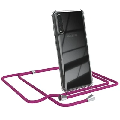 Abbildung von EAZY CASE Handykette kompatibel mit Samsung Galaxy A50 / A30s A50s Handyhülle Umhängeband, Handykordel Schutzhülle, Silikonhülle, Hülle Band, Stylische Kette für Smartphone, Pink