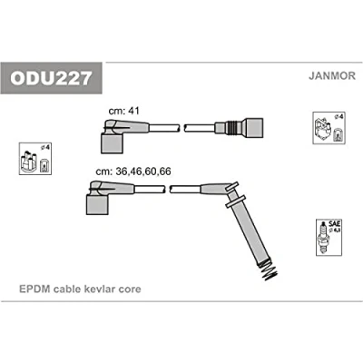 Abbildung von JANMOR ODU227 Zündkabelsatz OPEL: Astra F CC, Corsa B Schrägheck, Caravan