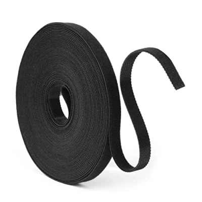 Abbildung von URAQT Klett Kabelbinder, 10m Klettband Wiederverschließbar Schwarz 10mm Breite Langfristige Selbstklebendes Beliebig Zuschneiden Kabel Doppelseitiges Geeignet für Organisation zu Hause