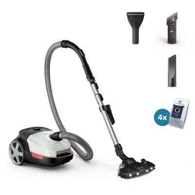 Abbildung von Philips Bodenstaubsauger &quot;XD6122/12 6000 Serie, der Allrounder mit HEPA Allergiefilter&quot;, 900 W, Beutel, 4 l Fassungsvermögen und TriActive+ LED Düse; Arktic weiß glänzend