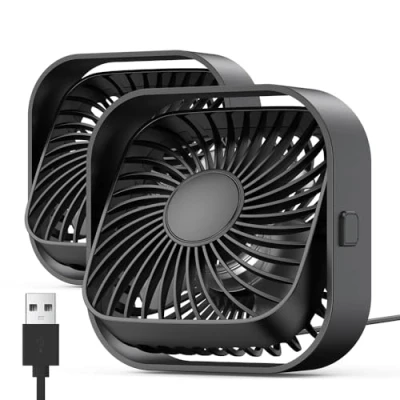 Abbildung von TOPK USB Ventilator 2 Stück Mini Tischventilatoren leiser Betrieb und starker Luftstrom, 3 Geschwindigkeiten 360 drehbarer Kopf für Home Office Schlafzimmer Tisch Desktop