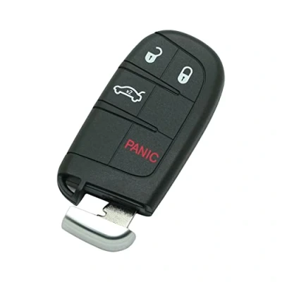 Abbildung von BROVACS Schlüsselgehäuse + ungeschliffener Rohling Notschlüssel kompatibel mit Dodge Chrysler 4 Tasten Smart Keyless Entry Remote Key Case Fob 3 BTN Panic PG756D