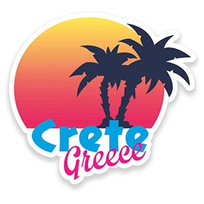 Abbildung von #9177 Vinyl Aufkleber, Motiv: Kreta Griechenland, für Laptop, Reisegepäck, Auto, Flagge, 10 cm breit x 9,2 hoch, 2 Stück