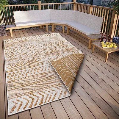 Abbildung von NORTHRUGS Teppich &quot;BIRI Wendeteppich&quot;, rechteckig, In &amp; Outdoor, Wetterfest, Balkon, Garten, Wohnzimmer, Wasserfest, Boho