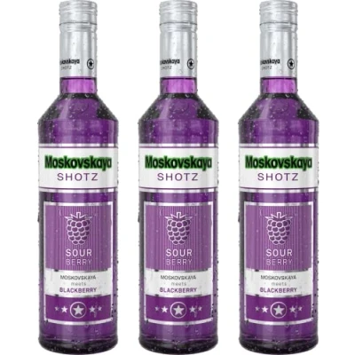 Abbildung von Moskovskaya Shotz Sour Berry Liqueur 17% vol. (3 x 0,5) Fruchtiger Likör mit Brombeere Geschmack