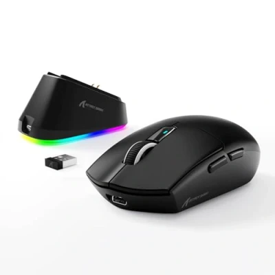 Abbildung von MAMBASNAKE x Attack Shark G3PRO Gaming Maus mit Magnetischer Ladestation, BT/2.4G Wireless/Kabel, PixArt PAW3311 Sensor, 59g leicht, 25000 DPI Lightspeed Gamer Office Mäuse für PC/Mac Schwarz