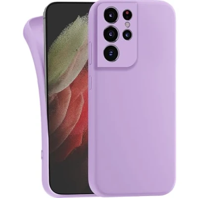 Abbildung von MyGadget Hülle für Samsung Galaxy S21 Ultra robuste Silikon Schutzhülle TPU Case Slim Silikonhülle Back Cover Kratzfest Handyhülle Matt Lila