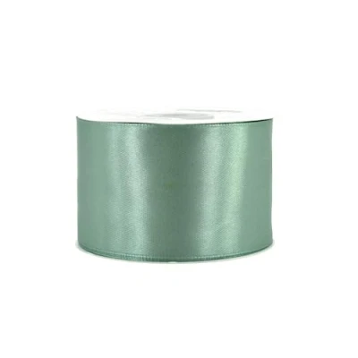 Abbildung von Satinband 50mm x 25m Rolle FARBAUSWAHL in 3/6/12/18/25/38/50/75/100mm farbecht &amp; waschbar Schleifenband für Hochzeit Geschenkband zum Verpacken Dekorieren Basteln Eukalyptus 509