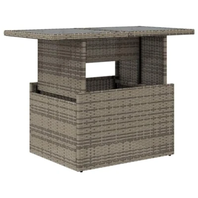 Abbildung von vidaXL Gartentisch, Gartentisch mit Glasplatte Grau 100x55x73 cm Poly Rattan