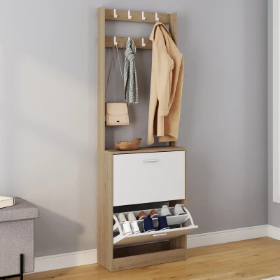 Abbildung von Eingangsgarderobe KLARK Schuhschrank 2 Türen Holz Weiß Effekt IDMarket