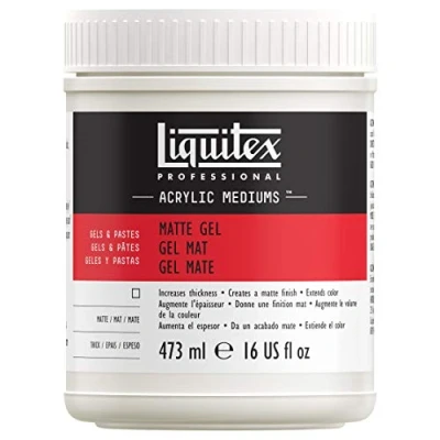 Abbildung von Liquitex 5322 Professional Mattes Gel Medium, entzieht Acrylfarben den Glanz, kann als Klebemittel für Collagen benutzt werden, 473 ml Topf