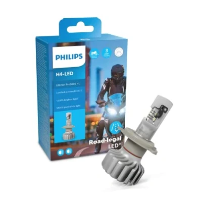 Abbildung von Philips Ultinon Pro6000 H4 LED Motorrad Scheinwerferlampe mit Straßenzulassung, +230% helleres Licht, 5.800K
