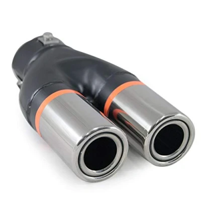 Abbildung von Universell Auspuffblende Doppelrohr Endrohr Edelstahl Auto Endrohrblenden Auspuffendrohr Tuning Schalldampf Blende Sport Rund Chrom 58 mm