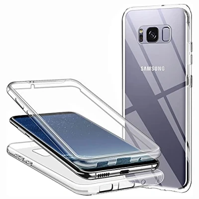 Abbildung von CHIMUCO Hülle für Samsung Galaxy S8 Handyhülle 360 Grad, Transparent Full Schutz Kratzfest Dünn Durchsichtige Case Silikon Schutzhülle, Hart PC Zurück + Weich TPU Vorderseite