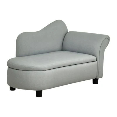 Abbildung von HOMCOM Sessel Kindermöbel, Kinderstuhl, Leinenoptik, aus Massivholz (Kindercouch, 1 St., Kindersofa), für Kinder 1,5 3 Jahre, Hellgrau