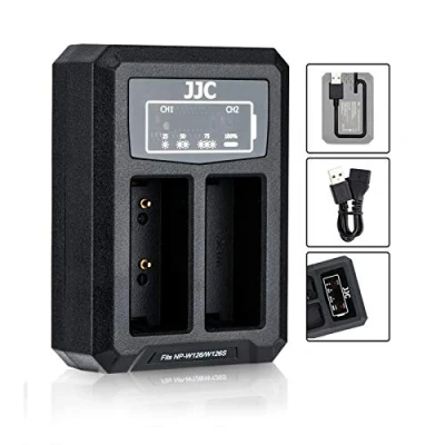 Abbildung von JJC NP W126 USB Ladegerät für Fujifilm W126S Akku Fuji X100V, X PRO3, PRO2, T3, T2, T1, T30 T20 T10 T200 T100 A7, HS50EXR Digitalkamera