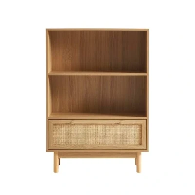 Abbildung von BAÏTA Helena Bücherregal, Eichenoptik, Rattangeflecht, 80 cm