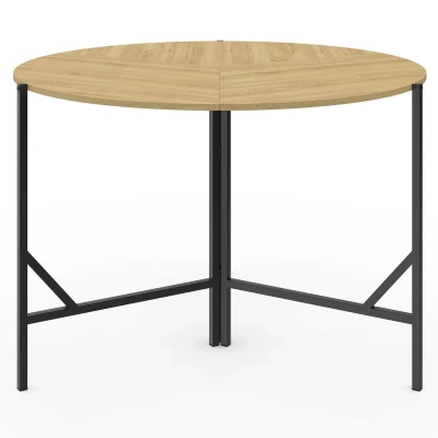 Abbildung von Runder klappbarer Esstisch YAEL 4 Personen Holz und Schwarz Industriedesign 110 cm IDMarket