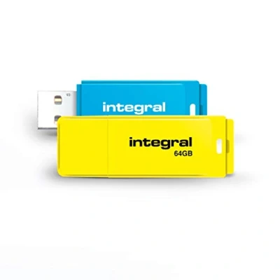 Abbildung von Integral 64GB Neon USB 2.0 Flash Laufwerk 2er Pack (Blau/Gelb)