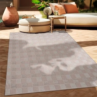 Abbildung von Paco Home In &amp; Outdoor Teppich Balkon Terrasse Küchenteppich Modernes Boho Ethno Muster, Grösse:60x100 cm, Farbe:Anthrazit 2