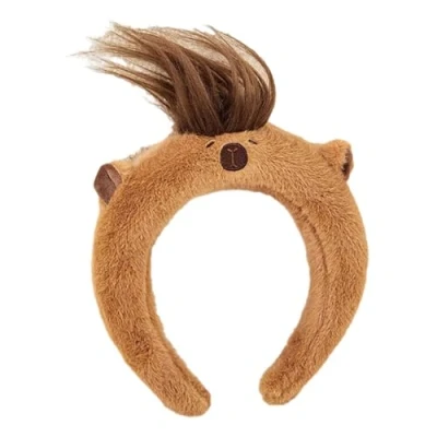Abbildung von Rebellious Cartoon Stirnband, Capybara Haarband, Haarschmuck, stilvolle Kopfbedeckung, Kopfschmuck, Haarreif, Plüschmaterial für Damen, ästhetischer Haarreif