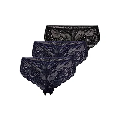 Abbildung von ONLY Damen ONLCHLOE LACE Brazil 3 Pack, Peacoat/2XPEACOAT + 1XBLACK, S