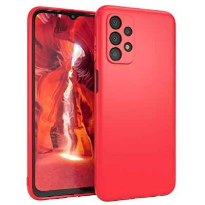 Abbildung von EAZY CASE Handyhülle Silikon mit Kameraschutz kompatibel Samsung Galaxy A23 5G in Rot, Ultra dünn, Slimcover, Silikonhülle, Hülle, Softcase, Backcover