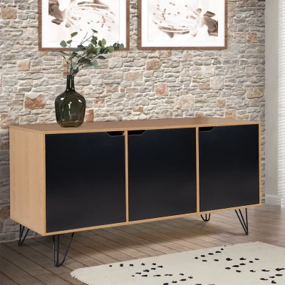 Abbildung von IDMarket Anrichte unten Vintage 113 cm Noemi 3 Türen Holz mit Nadelfuß