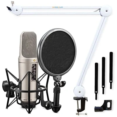 Abbildung von Rode NT2 A Kondensator Mikrofon Set + keepdrum MS138 WH Mikrofonarm Tisch Stativ Weiss