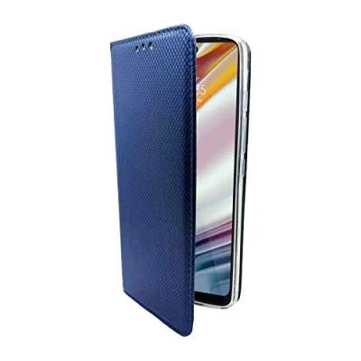 Abbildung von COFI 1453 Elegante Buch Tasche Hülle Smart Magnet kompatibel mit Motorola Moto G60 Leder Optik Wallet Book Style Cover Schale Blau